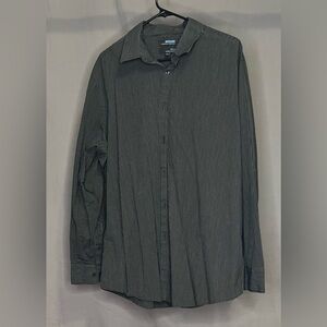 Men’s long sleeve button-down with white pinstripe